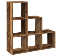 vidaXL Estantería divisoria de ambientes, 3 estantes, aspecto de madera envejecida, 99x29x99 cm