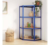 vidaXL Estantería esquina 4 niveles madera contrachapada y acero azul