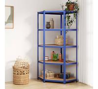 vidaXL Estantería esquina 5 niveles madera contrachapada y acero azul