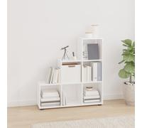 vidaXL Estantería forma de escalera madera contrachapada blanco brillo