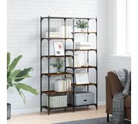 vidaXL Estantería hierro madera ingeniería roble ahumado 100x32x170 cm