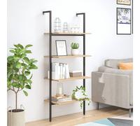 vidaXL Estantería inclinada 4 baldas marrón claro negro 64x35x152,5 cm