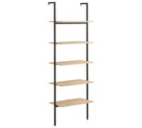 vidaXL Estantería inclinada 5 baldas marrón claro negro 64x35x185 cm