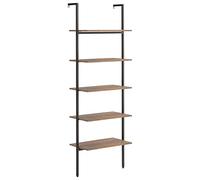 vidaXL Estantería Inclinada 5 Niveles Salón Capa Estante Mueble Despacho Estante Dormitorio Oficina Almacenamiento Marrón Oscuro Negro