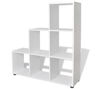 vidaXL Estantería para libros Forma de escalera 107 cm Blanca