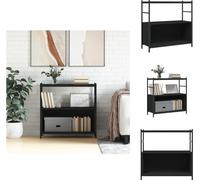 vidaXL Estantería negra de 80x30x78,5 cm, fabricada en material de madera y hierro. Estanterías y libreros