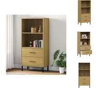 vidaXL Estantería OSLO con 2 cajones, color marrón, 60x35x128,5 cm, madera maciza - Estanterías y librerías