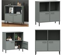 vidaXL Estantería OSLO con patas de metal, gris, 90x35x90,5 cm, madera maciza - Estantería para libros - Estanterías - Librero - Estante para libros