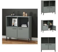 vidaXL Estantería OSLO con patas de metal, gris, 90x35x90,5 cm, madera maciza - Estanterías y libreros