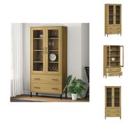 vidaXL Estantería OSLO, patas de metal, color marrón, 85x35x172,5 cm, madera maciza - Estanterías y librerías