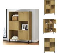 vidaXL Estantería OSLO, patas de metal, color marrón, 90x35x128,5 cm, madera maciza - Estanterías y librerías