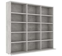 vidaXL Estantería para CD Aparador Armario Mueble Mostrador Organizador Almacenamiento Salón Casa Hogar Contrachapada Gris Hormigón 100x23x89.5 cm