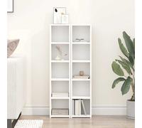vidaXL Estantería CD, Set de 2, 21x16x93,5 cm, Madera de ingeniería, Blanco, Vitrina con Compartimento, Mueble de Almacenamiento salón, Librería, Almacenamiento CD, Organizador Multimedia