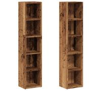 vidaXL Estantería para CDs 2 uds Madera de ingeniería 21x16x93,5 cm Madera Envejecida