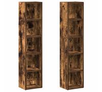 vidaXL 2X Estantería para CD Mueble Expositor Librería Estante Doméstico Oficina Habitación Almacenamiento Cajones Madera Roble Ahumado