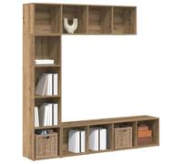 vidaXL Estantería para libros 3 uds madera vieja madera de ingeniería en color Madera antigua/Roble artisan | almacenamiento funcional diseño moderno para baño dormitorio sala