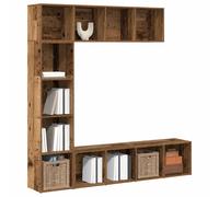 vidaXL Estantería para libros 3 uds madera vieja madera de ingeniería en color Madera antigua/Roble artisan | almacenamiento funcional diseño moderno para baño dormitorio sala