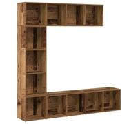 vidaXL Estantería para Libros 3 uds Madera Vieja Madera de ingeniería, estantería para Libros, Armario de Almacenamiento, Atril