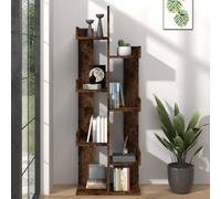 vidaXL Estantería para libros de 48x25,5x140 cm, madera contrachapada con acabado en roble ahumado - Estantería para libros - Estanterías - Estante para libros - Organizador de libros