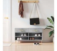 vidaXL Estantería para zapatos, color gris hormigón, 102x35x55 cm, material de madera, estantería para zapatos, bancos para zapatos, banco con espacio de almacenamiento, estante para zapatos