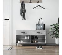 vidaXL Estantería para zapatos, color gris hormigón, 102x35x55 cm, material de madera, estantería para zapatos, bancos para zapatos, banco con espacio de almacenamiento, estante para zapatos