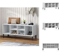 vidaXL Estantería para zapatos OSLO con patas de metal, color blanco, 106x35x45 cm, madera maciza - Estanterías y armarios para zapatos
