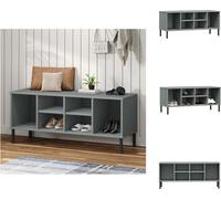 vidaXL Estantería para zapatos OSLO con patas de metal, color gris, 106x35x45 cm, madera maciza - Estanterías y armarios para zapatos
