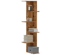 vidaXL Estantería pared de esquina madera envejecida 36,5x36,5x140 cm