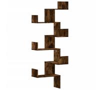 vidaXL Estantería de esquina montada en la pared Madera roble ahumado 45x45x147 cm