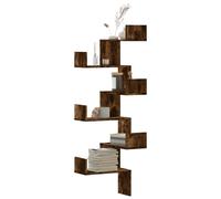 vidaXL Estantería de esquina montada en la pared Madera roble ahumado 45x45x147 cm