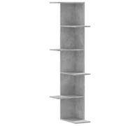 vidaXL Estantería de pared esquina madera gris hormigón 36,5x36,5x140 cm