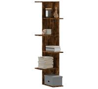 vidaXL Estantería pared esquina madera roble ahumado 36,5x36,5x140 cm