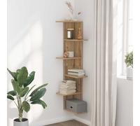 vidaXL Estantería pared esquina madera roble artisan 36,5x36,5x140 cm