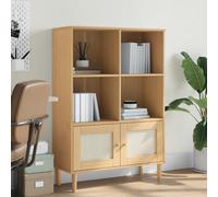 vidaXL Estantería SENJA aspecto ratán madera pino marrón 90x35x130 cm