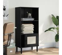 vidaXL Estantería SENJA aspecto ratán madera pino negro 60x35x130 cm