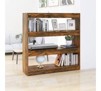 vidaXL Estantería/Separador de ambientes en madera de roble ahumado, 100 x 30 x 103 cm - Estantería - Estanterías - Librería - Estantería de almacenamiento