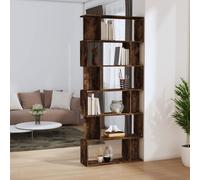 vidaXL Estantería/Separador de ambientes en roble ahumado, 80x24x192 cm, material de madera, estantería, estanterías, librería, separador de ambientes