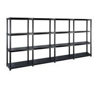 vidaXL Estanterías almacenaje 4 niveles plástico negro 244x30,5x130 cm