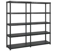 vidaXL Estanterías Almacenaje 5 Niveles Estante Muebles Mobiliario Soporte Adornos Exhibición Organizador Plástico Negro 183x45,7x185cm