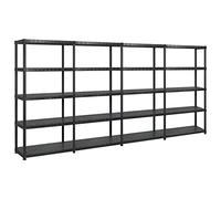 vidaXL Estantería de almacenaje 5 niveles plástico negro 366x45,7x185 cm