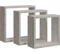 vidaXL Estanterías cubo, 3 unidades, color gris cemento
