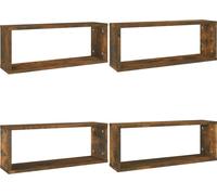 vidaXL Estanterías cubo, 4 unidades, color roble ahumado, 60x15x23 cm, material de madera