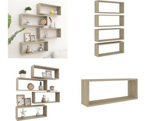 vidaXL Estanterías cubo, 4 unidades, roble Sonoma, 60x15x23 cm, material de madera, estante de pared, estantes de pared, repisa de pared