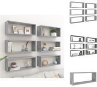 vidaXL Estanterías cubo, 6 unidades, color gris hormigón, 60x15x23 cm, material de madera, estanterías de pared