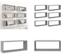 vidaXL Estanterías cubo, 6 unidades, color gris Sonoma, 60x15x23 cm, material de madera, estante de pared, estanterías de pared, almacenamiento en cubos, estantería cubo