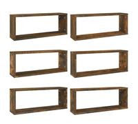 vidaXL Estanterías cubo, 6 unidades, roble ahumado, 60x15x23 cm, material de madera