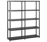 vidaXL Estanterías de almacenaje 5 niveles plástico negro 142x38x170cm