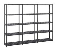 vidaXL Estanterías de almacenaje 5 niveles plástico negro 213x38x170cm