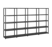 vidaXL Estanterías de almacenaje 5 niveles plástico negro 284x38x170cm