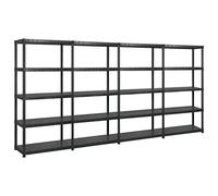 vidaXL Estantería de almacenaje 5 niveles Plástico negro 340x40x185 cm